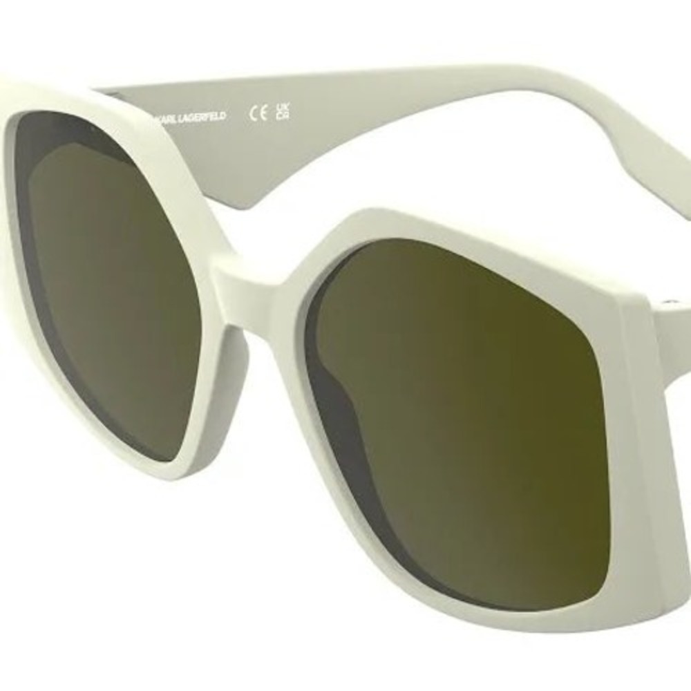 Karl Lagerfeld KL6208S 105 White Geometric Sunglasses Brown Lens New